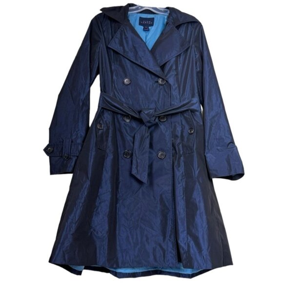 PINK TARTAN Trench Coat Jacket Dual Tone Lightweight Belt Pockets Metallic Lined - Picture 1 of 16